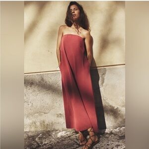 Zara Brick Red Strapless Maxi Dress